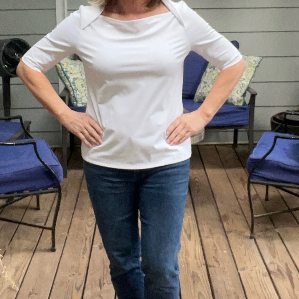 Ann Taylor 3/4 Length Sleeve Boatneck T Shirt  Size L